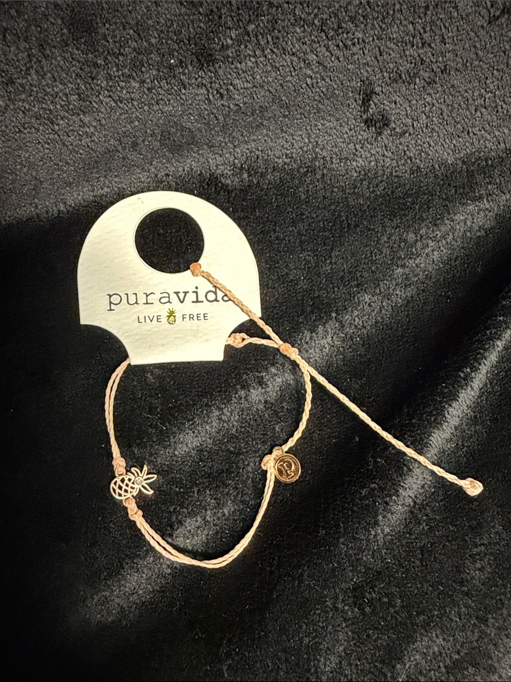 BNWT PURA VIDA ROSE GOLD OPEN PINEAPPLE & OPAL CENTER BLUSH STRING BRACELET